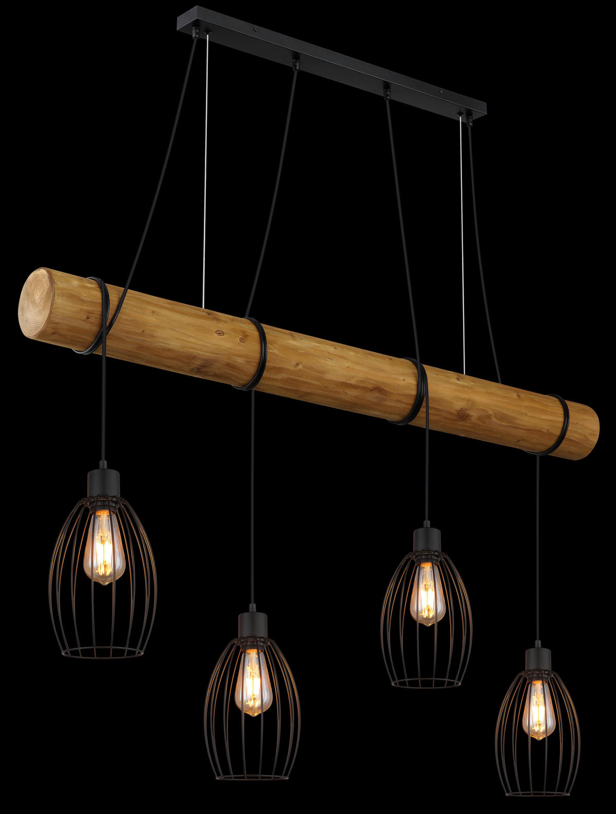 HÄNGELEUCHTE Berti 115/16/150 cm  - Schwarz/Braun, Design, Holz/Kunststoff (115/16/150cm) - Globo
