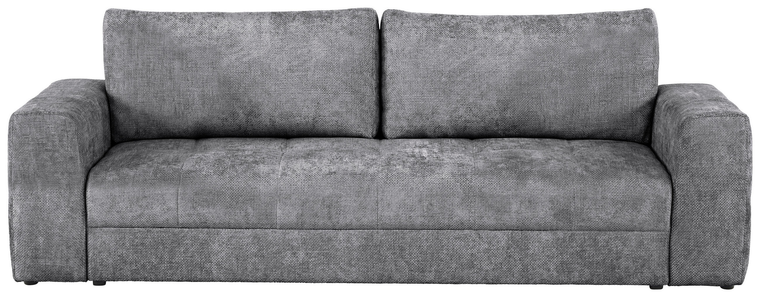 SCHLAFSOFA Struktur Hellgrau  inkl. Zierkissen, Rückenkissen, Bettkasten, Schlaffunktion, Rücken echt  - Hellgrau/Schwarz, KONVENTIONELL, Kunststoff/Textil (253/87/102cm) - Xora