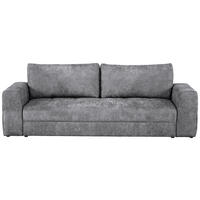SCHLAFSOFA Struktur Hellgrau  inkl. Zierkissen, Rückenkissen, Bettkasten, Schlaffunktion, Rücken echt  - Hellgrau/Schwarz, KONVENTIONELL, Kunststoff/Textil (253/87/102cm) - Xora