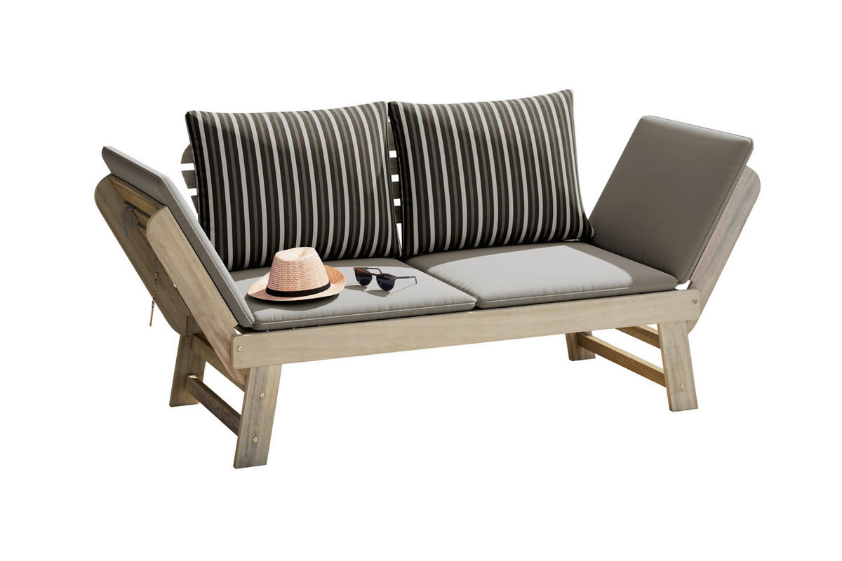 GARTENBANK 190/76/67 cm  in Multicolor, Akaziefarben, Taupe  - Taupe/Multicolor, Natur, Holz/Textil (190/76/67cm) - Ambia Garden