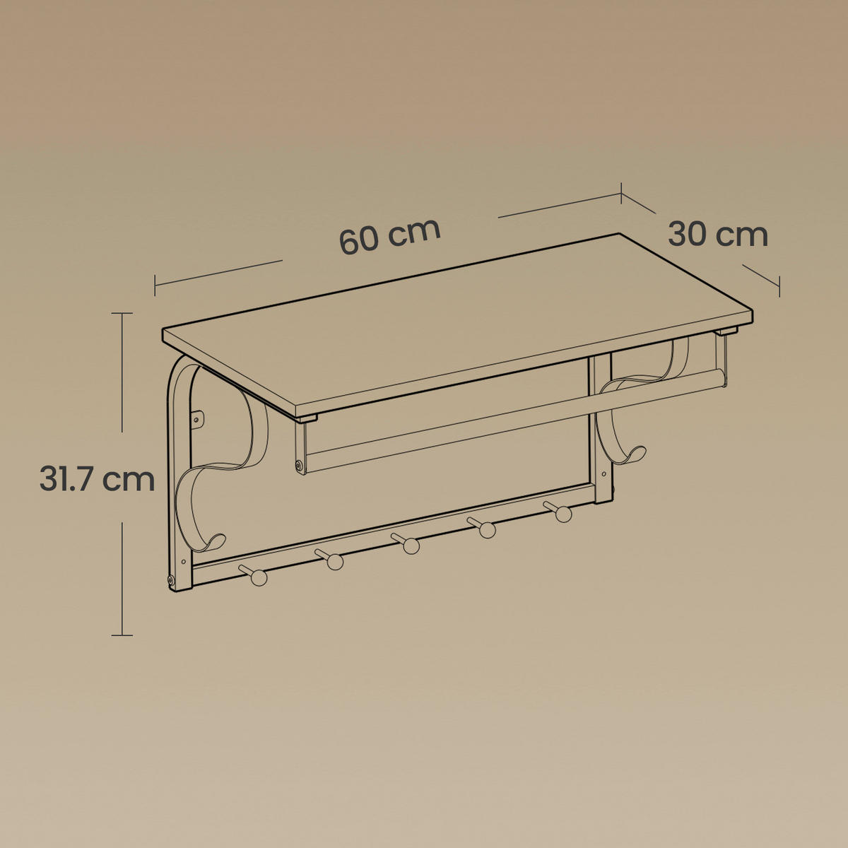 GARDEROBE  in 60/31,7/30 cm  - Eichefarben/Weiß, MODERN, Holzwerkstoff (60/31,7/30cm) - MID.YOU