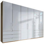 FALTTÜRENSCHRANK  in Weiß, Eichefarben  - Eiche Bianco/Eichefarben, KONVENTIONELL, Glas/Holzwerkstoff (300/216/58cm) - Venda