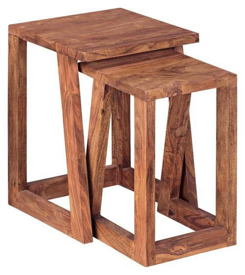 BEISTELLTISCHSET 36/36/50 cm Sheesham massiv Sheeshamfarben quadratisch  - Sheeshamfarben, Design, Holz (36/36/50cm) - MID.YOU