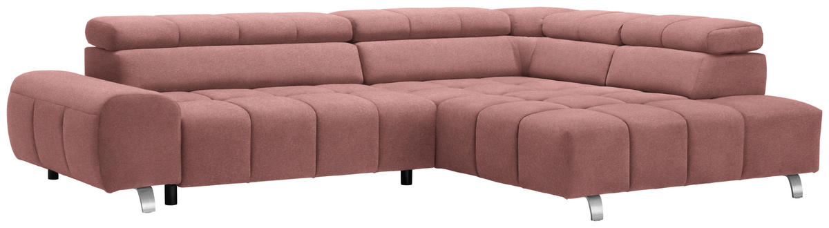 ECKSOFA Rosa Webstoff  - Dunkelgrau/Silberfarben, Design, Textil/Metall (295/201cm) - Hom`in