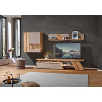 WOHNWAND  in Eichefarben, Hellbraun  304/190/54 cm  - Hellbraun/Edelstahlfarben, Natur, Glas/Holz (304/190/54cm) - Valnatura