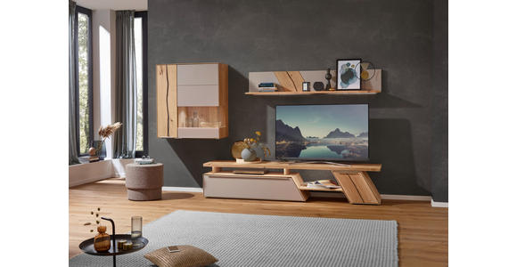 WOHNWAND in Eichefarben, Hellbraun 304/190/54 cm - Hellbraun/Edelstahlfarben, Natur, Glas/Holz (304/190/54cm) - Valnatura