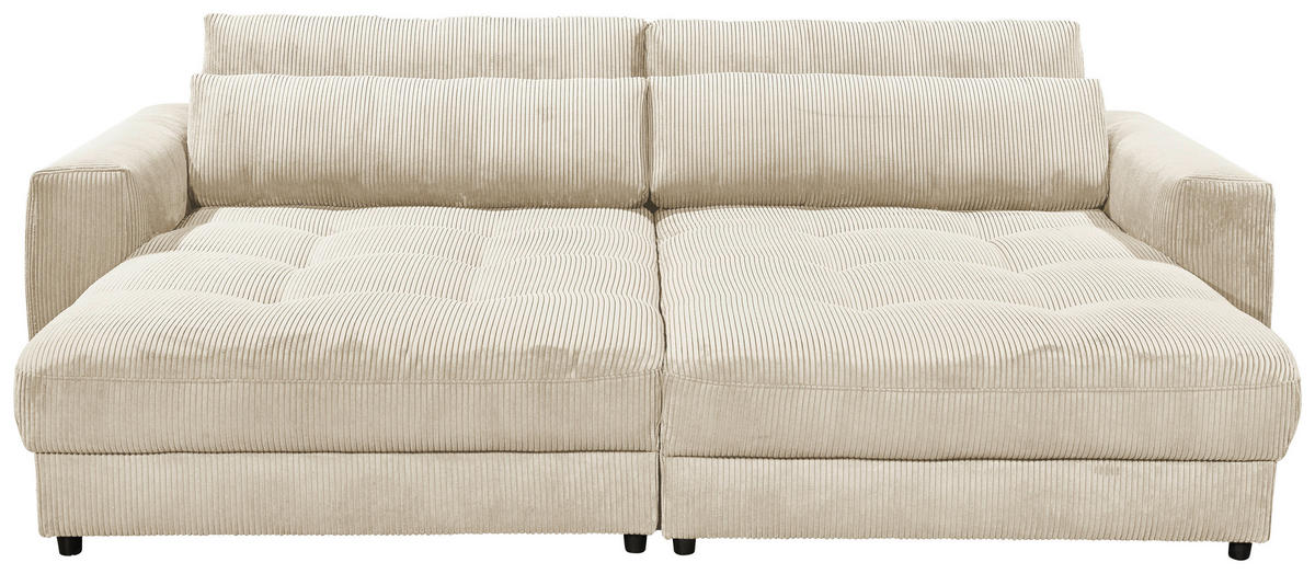 BIGSOFA Cord Creme  - Creme/Schwarz, KONVENTIONELL, Kunststoff/Textil (292/90/194cm) - MID.YOU