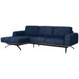 ECKSOFA in Struktur Blau  157/262 cm  - Blau/Schwarz, Design, Textil/Metall (157/262cm) - Novel