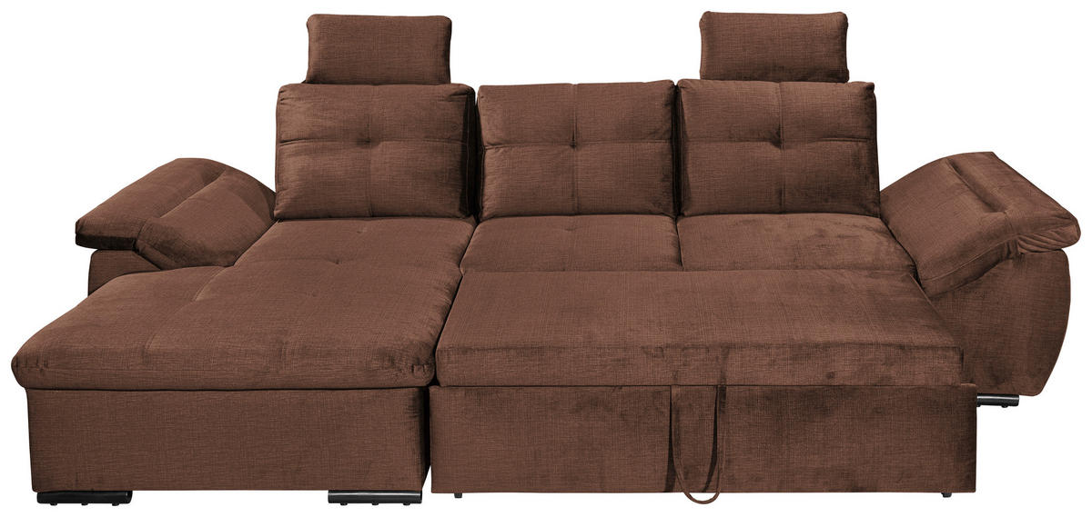 ECKSOFA in Mikrovelours Kupferfarben  - Schwarz/Kupferfarben, Konventionell, Kunststoff/Textil (170/275cm) - Carryhome