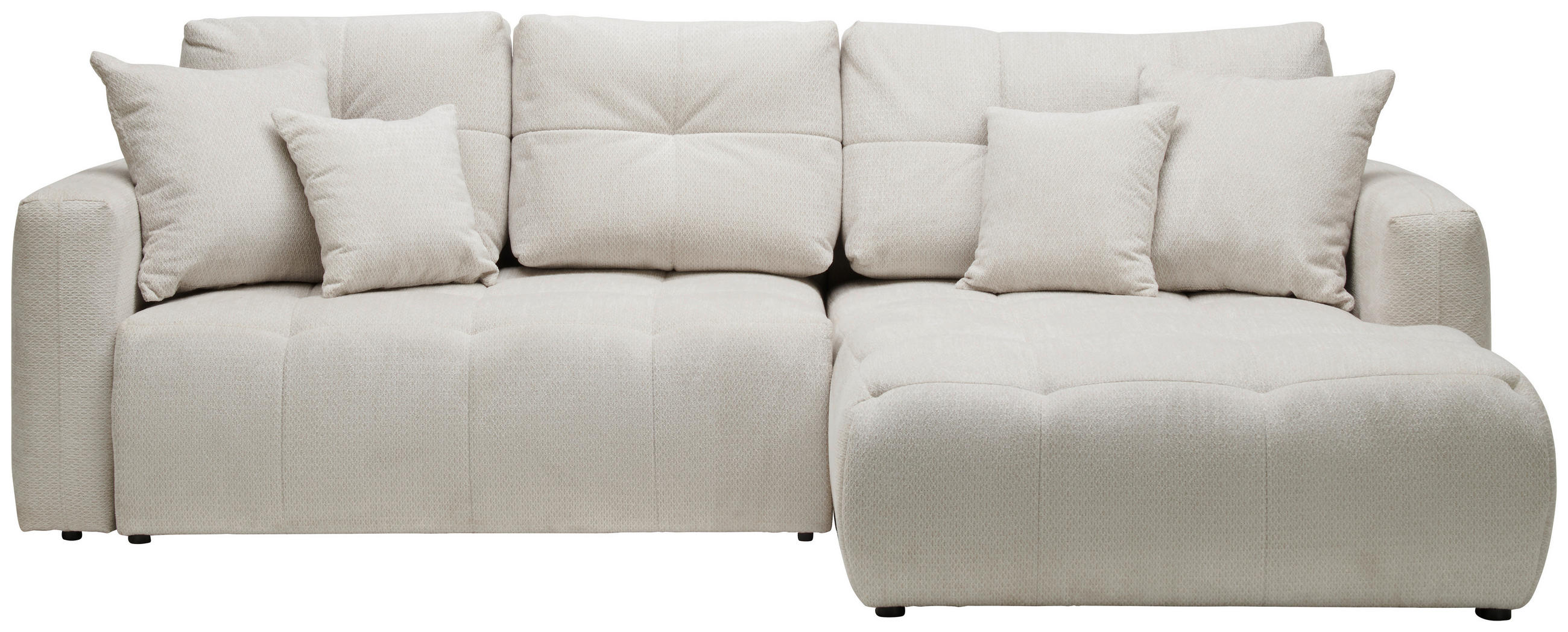 ECKSOFA Hellgrau Chenille  - Hellgrau/Schwarz, MODERN, Kunststoff/Textil (276/172cm) - Hom`in