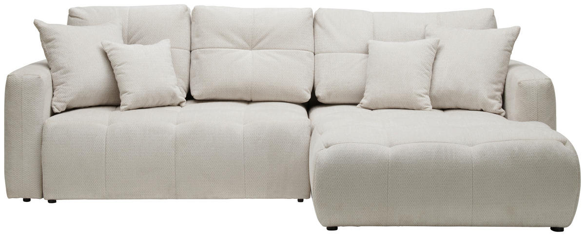 ECKSOFA in Chenille Hellgrau  - Hellgrau/Schwarz, Modern, Kunststoff/Textil (276/172cm) - Hom`in