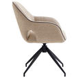 ARMLEHNSTUHL  Sitzfläche 360° drehbar, automatische Rückholfunktion Leinenoptik  - Sandfarben/Schwarz, Design, Textil/Metall (62/85/64cm) - Novel