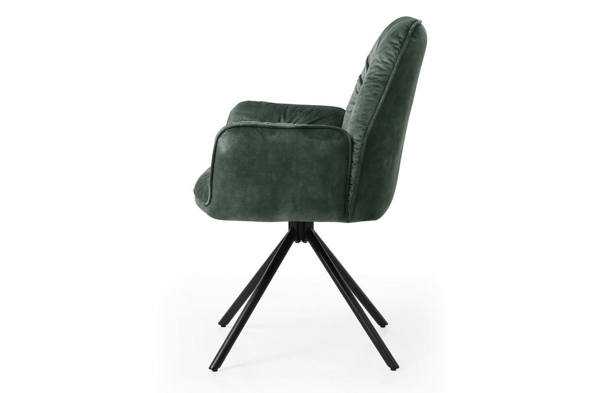 ARMLEHNSTUHL  in Samt, Velours  - Dunkelgrün/Schwarz, MODERN, Textil/Metall (61/90/59cm) - Livetastic