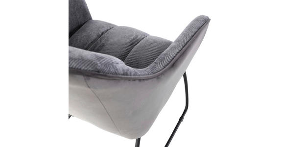 ARMLEHNSTUHL in Samt, Flachgewebe - Anthrazit/Schwarz, Design, Textil/Metall (59/85/59cm) - Novel