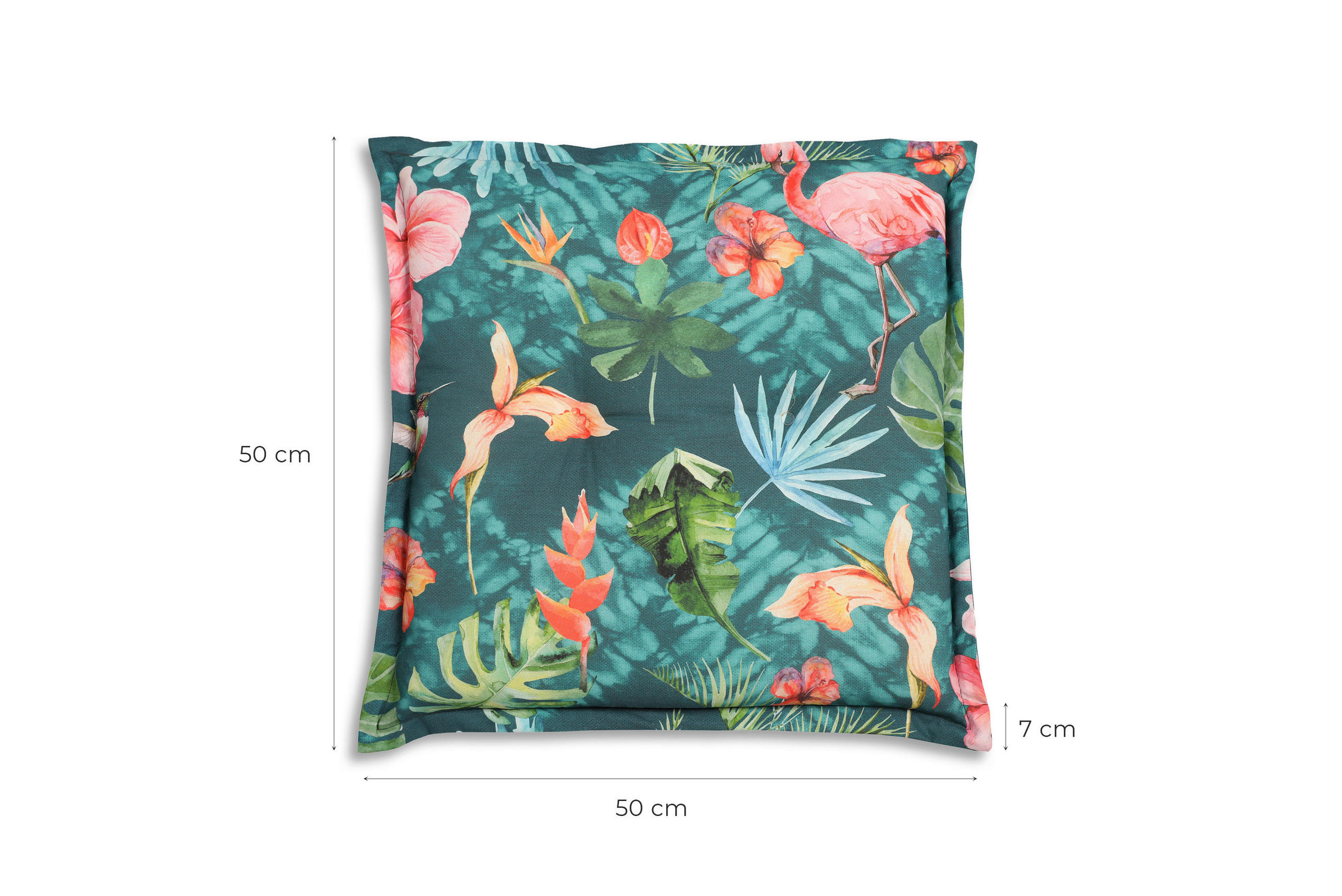 Thumbnail - Gartensitzkissenset, Blau, Grün, Rosa, Textil, 2-teilig, Flamingo, Füllung: Schaumstoff, Vlies, quadratisch, 50x7x50 cm,...