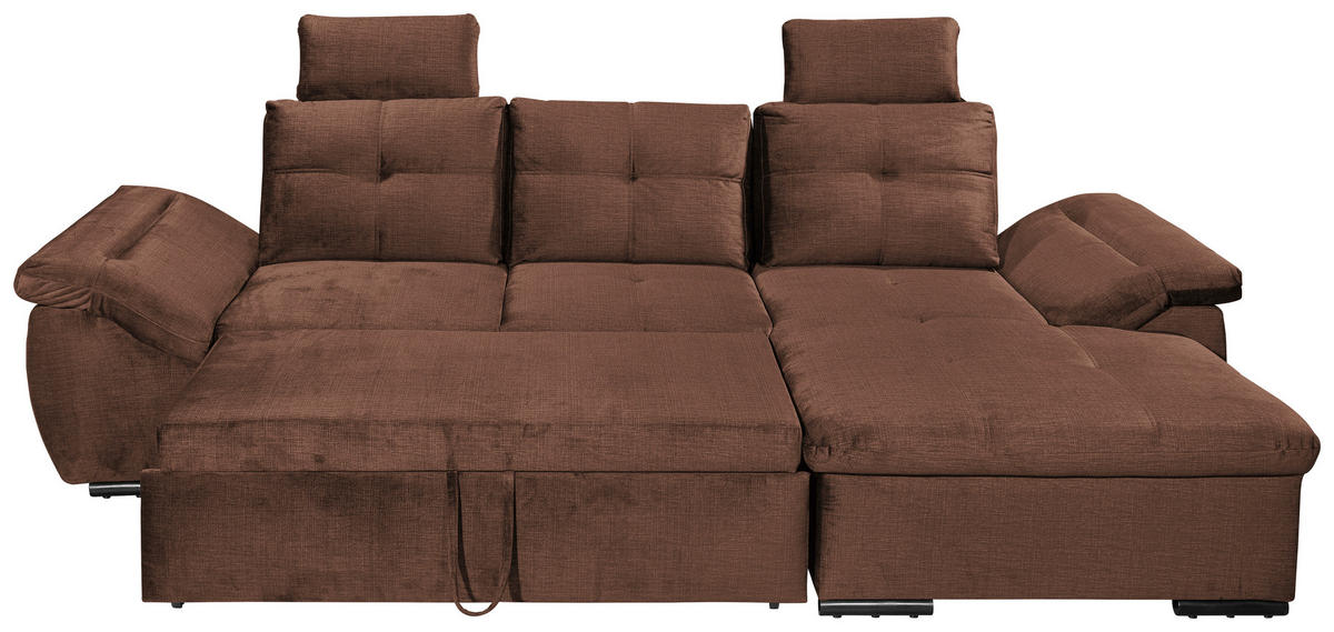 ECKSOFA in Mikrovelours Kupferfarben  - Schwarz/Kupferfarben, Konventionell, Kunststoff/Textil (275/170cm) - Carryhome