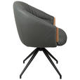 ARMLEHNSTUHL  Sitzfläche 360° drehbar, automatische Rückholfunktion  Echtleder  - Anthrazit/Schwarz, Design, Leder/Holz (61/84/62cm) - Valnatura