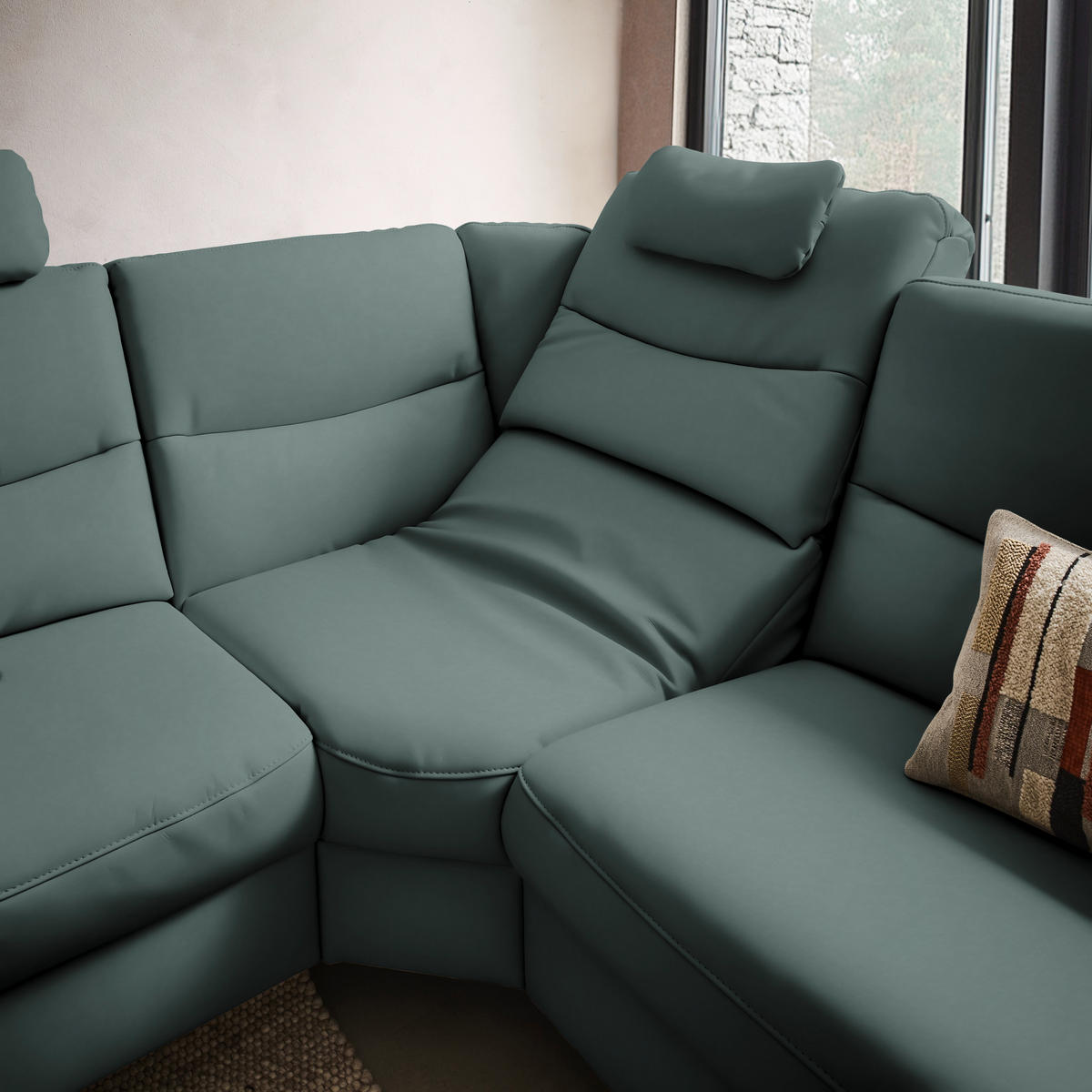 ECKSOFA  in Echtleder Blaugrau  249/280 cm  - Anthrazit/Blaugrau, Design, Leder/Metall (249/280cm) - Himolla Komfortklass