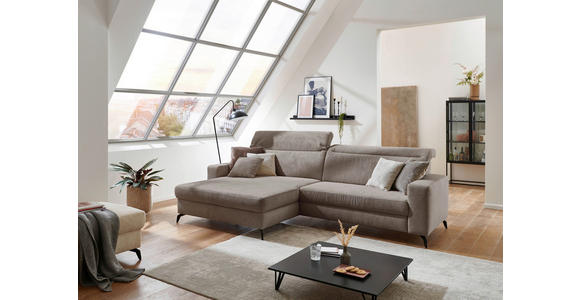 ECKSOFA inkl. Funktion Taupe Cord  - Taupe/Schwarz, KONVENTIONELL, Textil/Metall (178/290cm) - Cantus