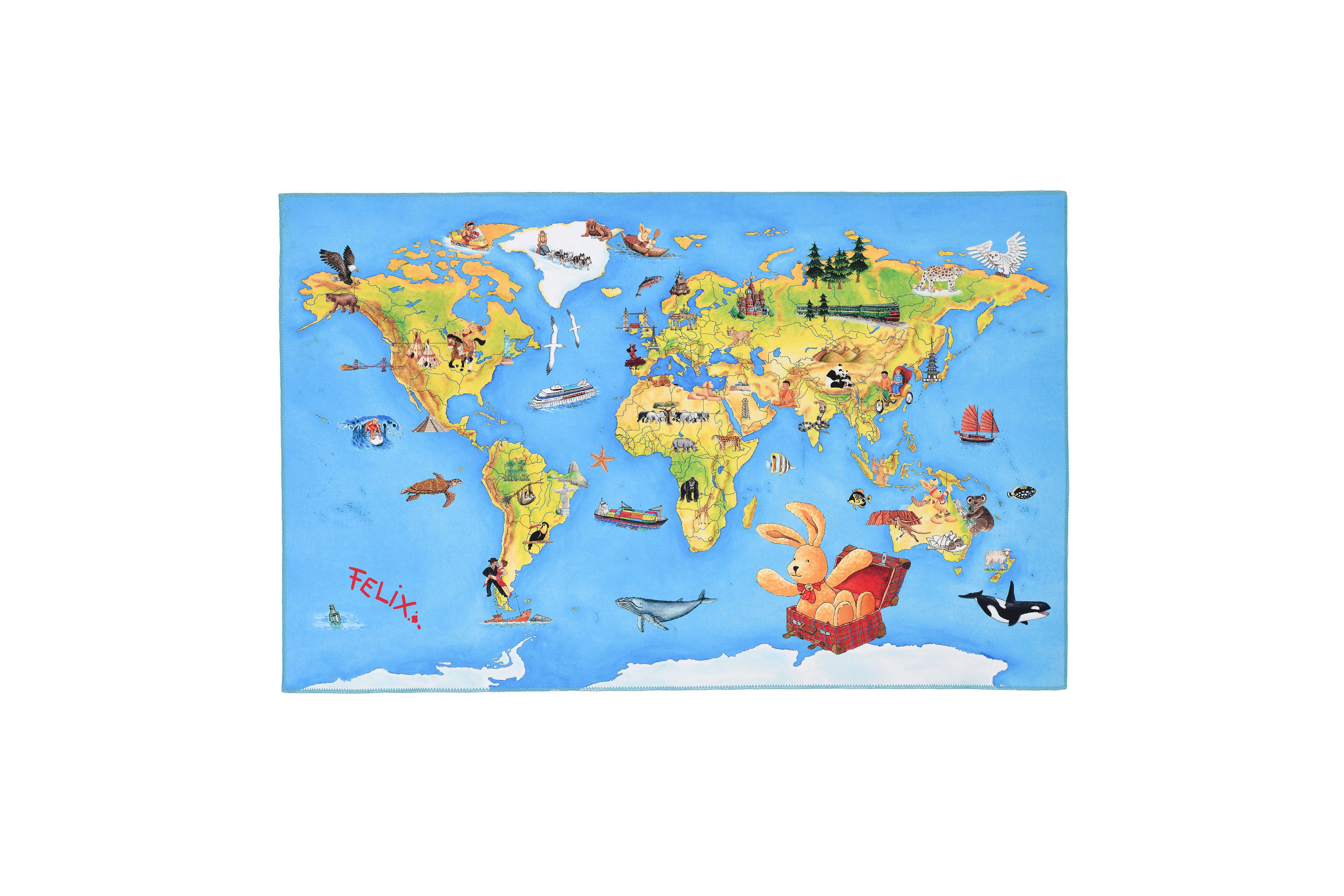 XXXLutz Spielteppich Felix der Hase Mehrfarbig 100x160 cm
