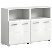 SREDNJE VISOKA OMARA 120/80/30 cm  - srebrne barve/črna, Moderno, umetna masa/leseni material (120/80/30cm) - MID.YOU