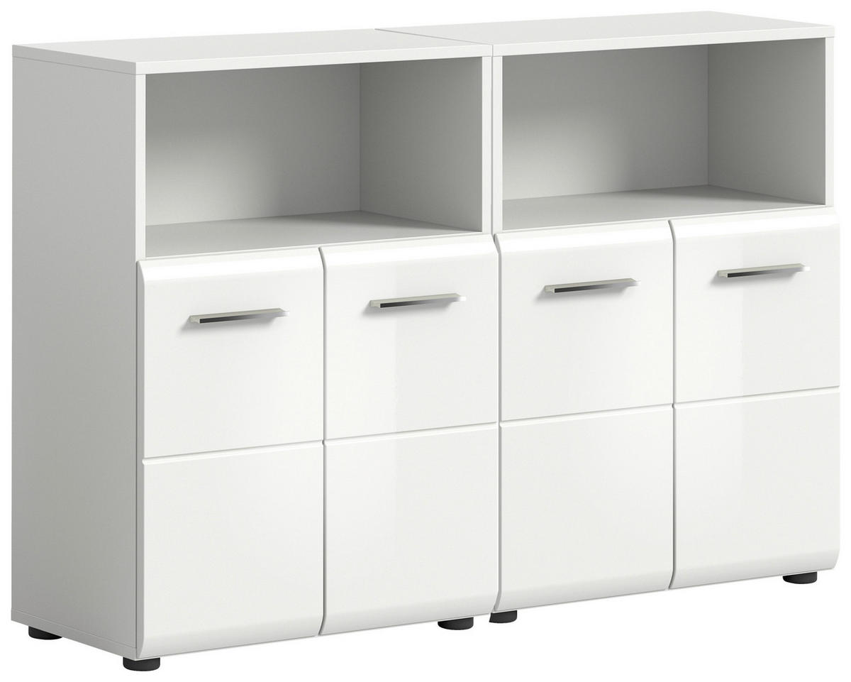 SREDNJE VISOKA OMARA 120/80/30 cm  - srebrne barve/črna, Moderno, umetna masa/leseni material (120/80/30cm) - MID.YOU