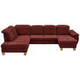 WOHNLANDSCHAFT Hellrot Mikrofaser - Wildeiche/Hellrot, KONVENTIONELL, Holz/Textil (243/343/185cm) - Voleo