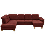 WOHNLANDSCHAFT Hellrot Mikrofaser  - Wildeiche/Hellrot, KONVENTIONELL, Holz/Textil (243/343/185cm) - Voleo