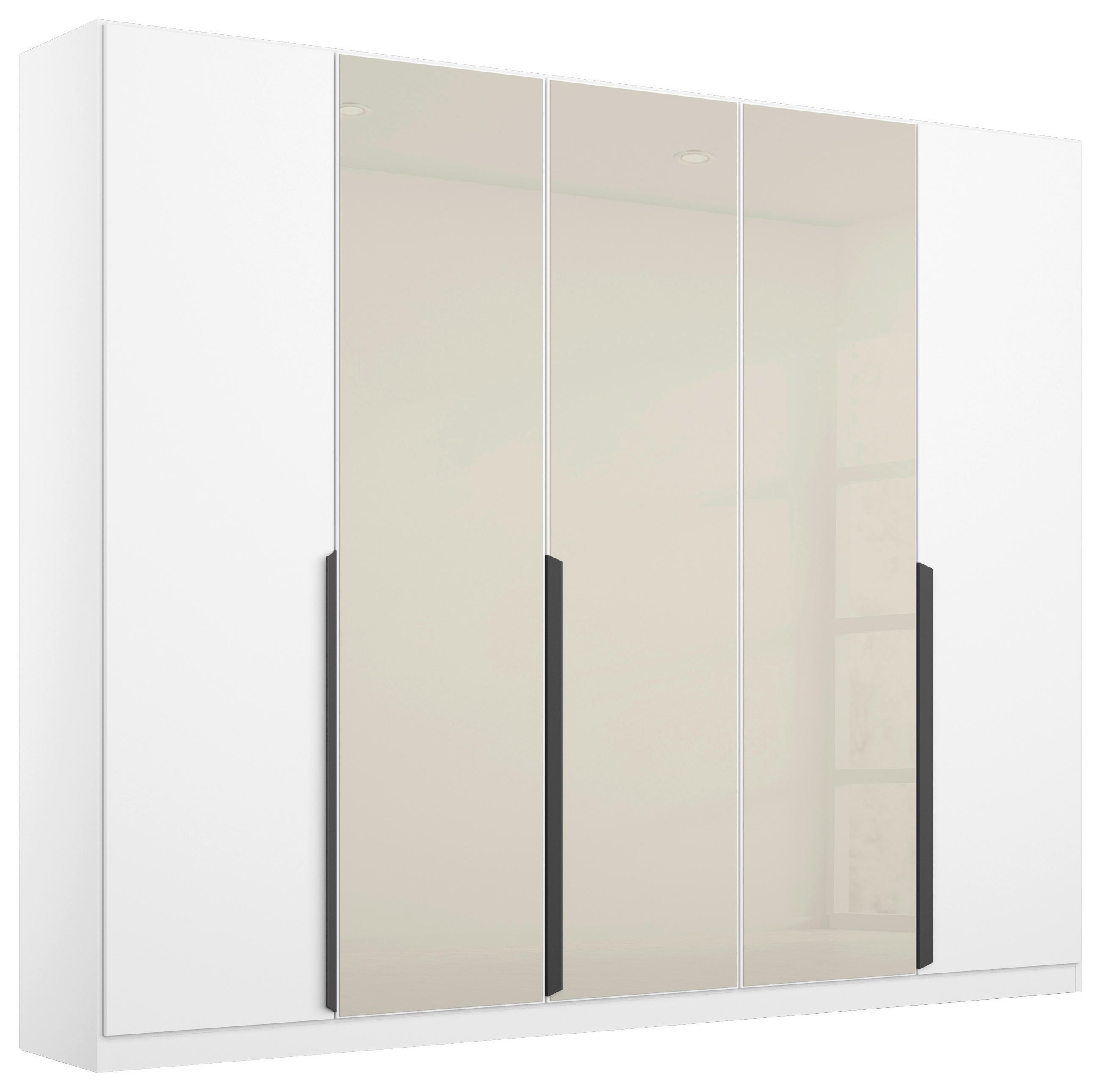 DREHTÜRENSCHRANK in Weiss, Champagner - Weiss/Champagner, Modern, Glas/Holzwerkstoff (225/210/54cm) - Rauch Möbel