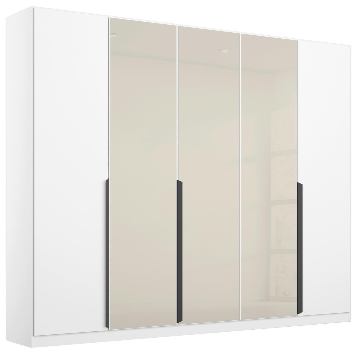 DREHTÜRENSCHRANK in Weiss, Champagner  - Weiss/Champagner, Modern, Glas/Holzwerkstoff (225/210/54cm) - Rauch Möbel