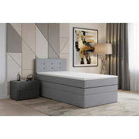 BOXSPRINGBETT 90/200 cm,  in Silberfarben, Bettkasten, Topper, H3 = fest  - Silberfarben/Schwarz, MODERN, Kunststoff/Textil (90/200cm) - MID.YOU