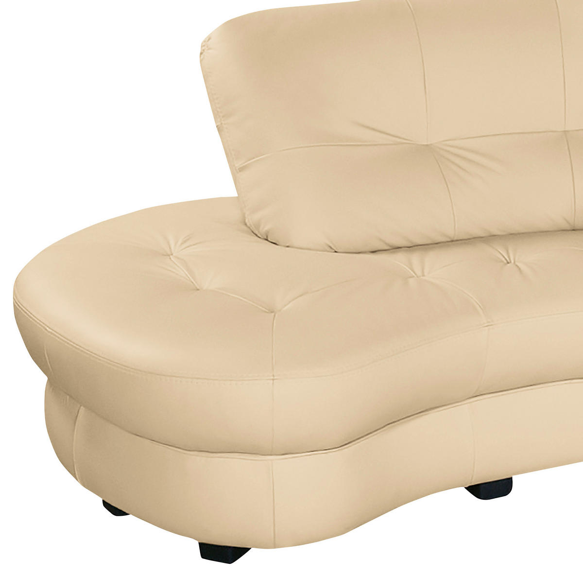 ECKSOFA Beige Echtleder Lederlook  - Beige/Schwarz, Design, Leder/Kunststoff (113/300cm) - Livetastic