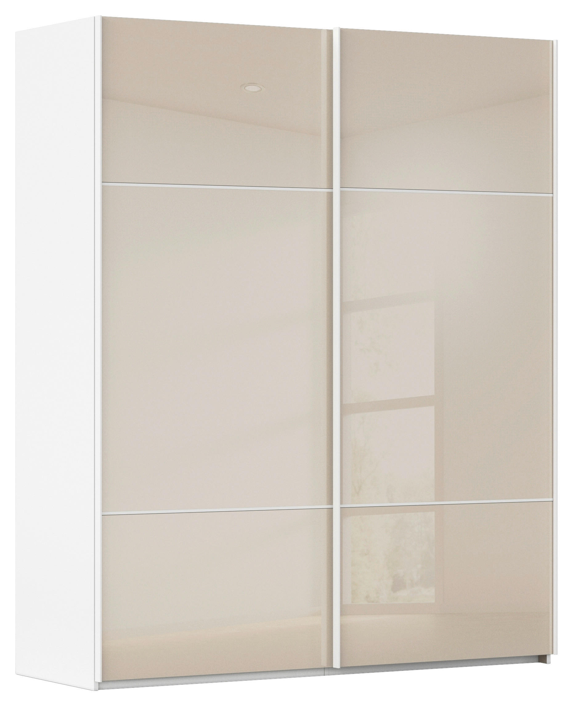 SCHWEBETÜRENSCHRANK in Weiss, Champagner  - Weiss/Champagner, Konventionell, Glas/Holzwerkstoff (162/223/68cm) - Novel
