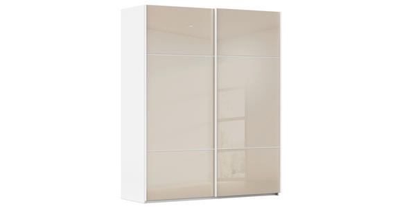 SCHWEBETÜRENSCHRANK 162/223/68 cm 2-türig Weiß, Champagner - Champagner/Weiß, KONVENTIONELL, Glas/Holzwerkstoff (162/223/68cm) - Novel