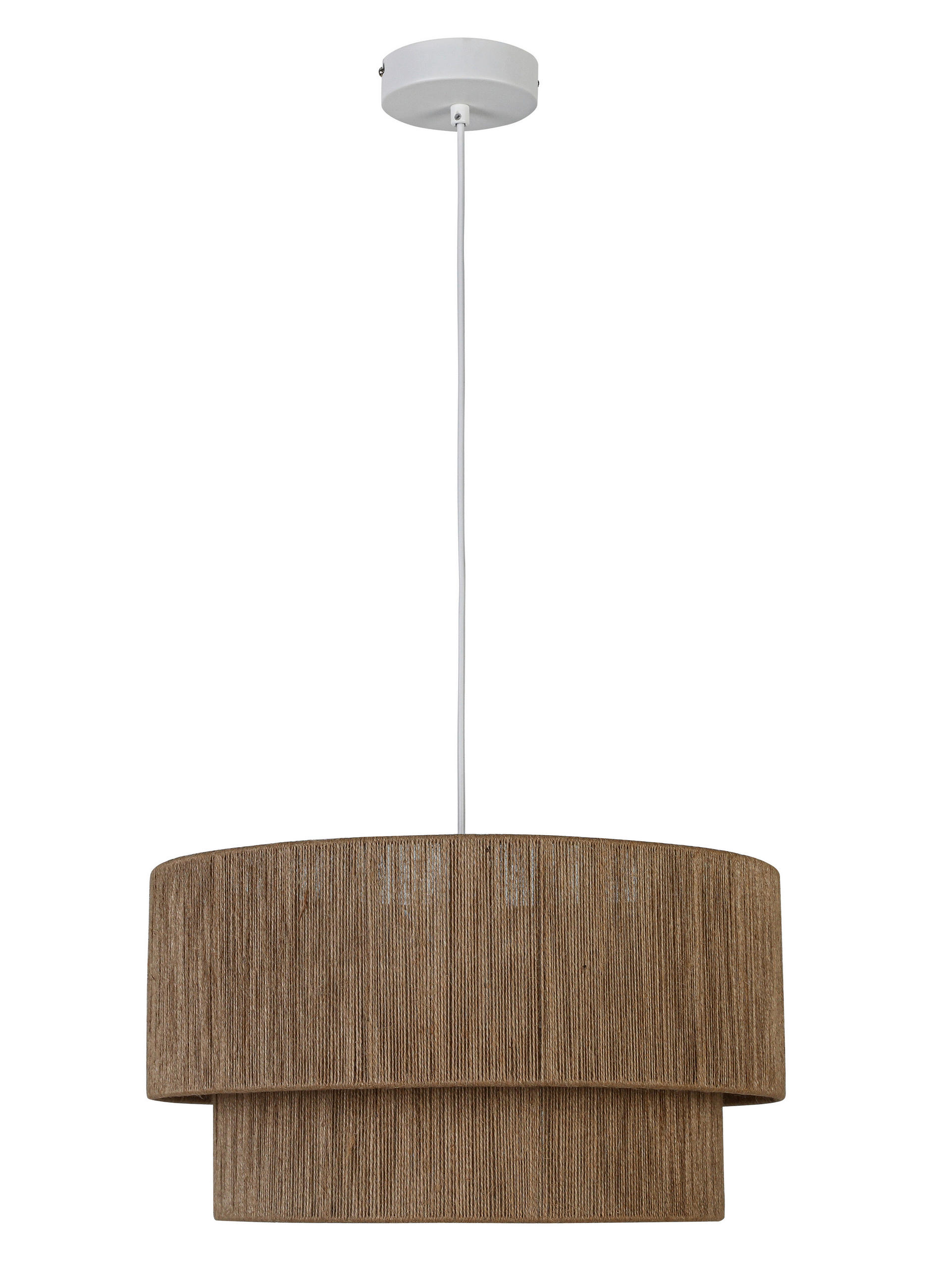 PLAFONJERA  - bela/braon, Prirodno, metal/tekstil (45/27cm) - Novel