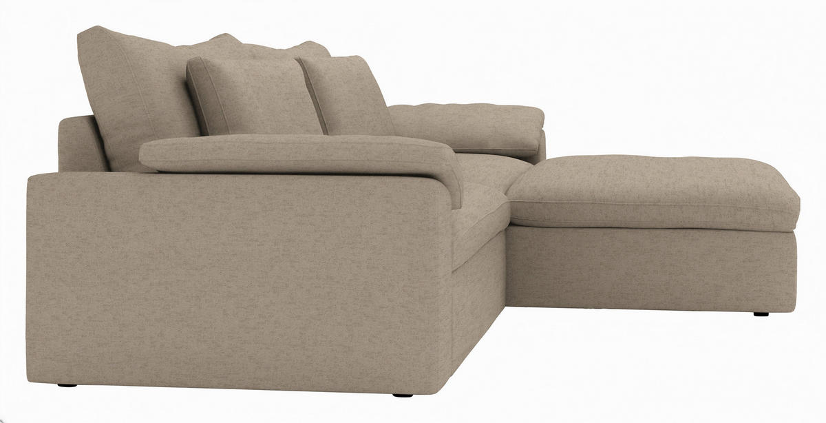 ECKSOFA Flachgewebe Naturfarben  - Schwarz/Naturfarben, Modern, Kunststoff/Textil (306/198cm) - Carryhome