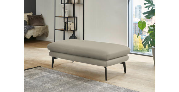 ECKSOFA in Echtleder Ecru 180/310 cm - Ecru/Schwarz, Design, Leder/Metall (180/310cm) - Dieter Knoll