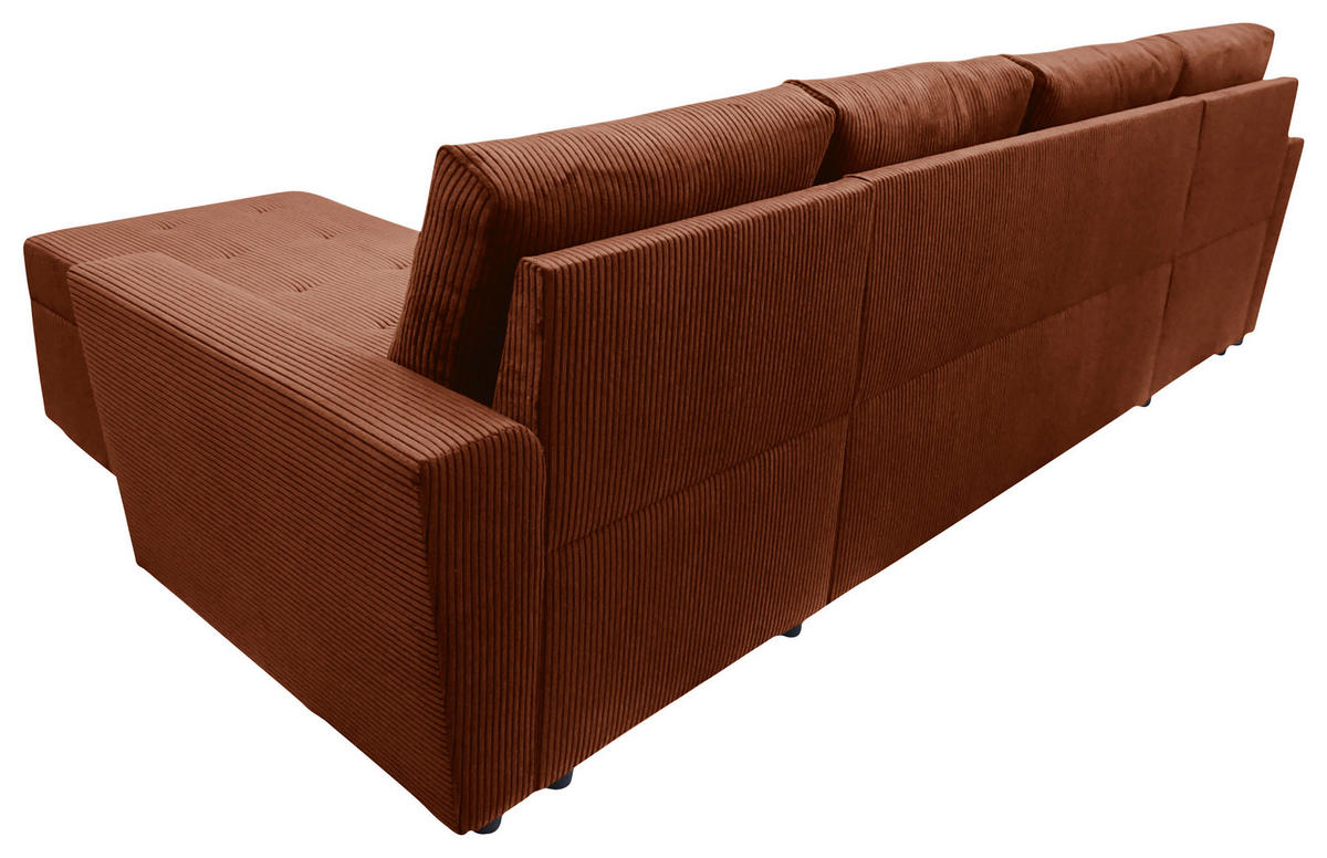 WOHNLANDSCHAFT TERMOLI Rostfarben Cord  - Rostfarben/Schwarz, Design, Kunststoff/Textil (155/296/155cm) - MID.YOU
