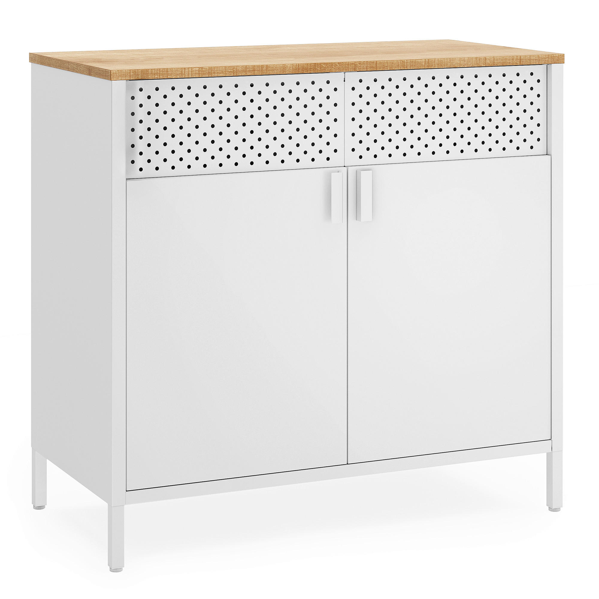 KOMMODE Songmics  in 80/76/40 cm  - Beige/Weiß, Trend, Holzwerkstoff/Metall (80/76/40cm) - Boxxx