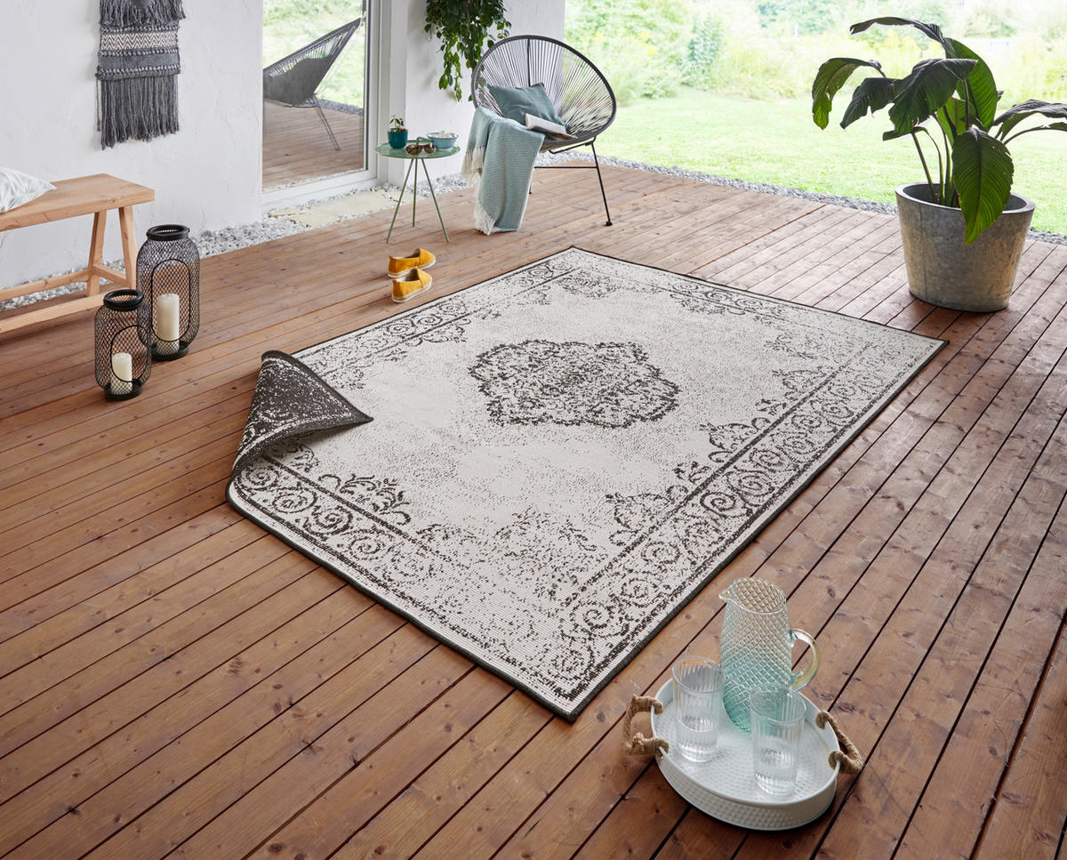 OUTDOORTEPPICH 80/150 cm Twin Supreme Schwarz, Creme  - Creme/Schwarz, Design, Kunststoff (80/150cm) - Hanse Home