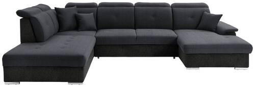 SEDACÍ SOUPRAVA, textil, tmavě šedá - barvy stříbra/tmavě šedá, Design, textil/plast (263/365/187cm) - Cantus