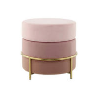 HOCKER Samt Rosa, Goldfarben  - Goldfarben/Rosa, Basics, Textil/Metall (48,5/46/48,5cm) - Kayoom