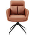 ARMLEHNSTUHL  in Eisen Mikrofaser  - Cognac/Schwarz, Design, Textil/Metall (62/89,5/65cm) - Novel