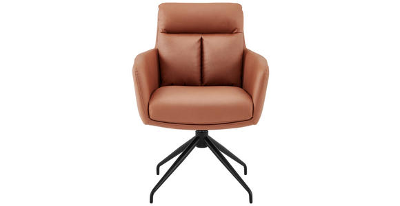 ARMLEHNSTUHL in Eisen Mikrofaser - Cognac/Schwarz, Design, Textil/Metall (62/89,5/65cm) - Novel