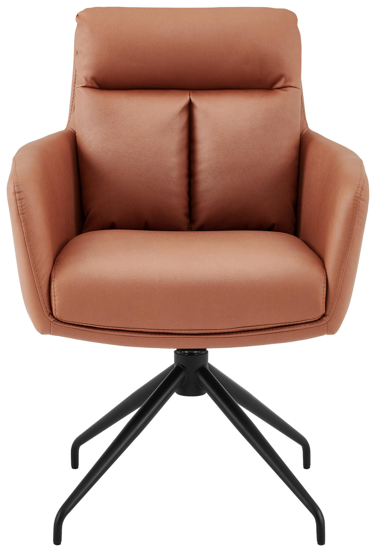ARMLEHNSTUHL  in Eisen Mikrofaser  - Cognac/Schwarz, Design, Textil/Metall (62/89,5/65cm) - Novel