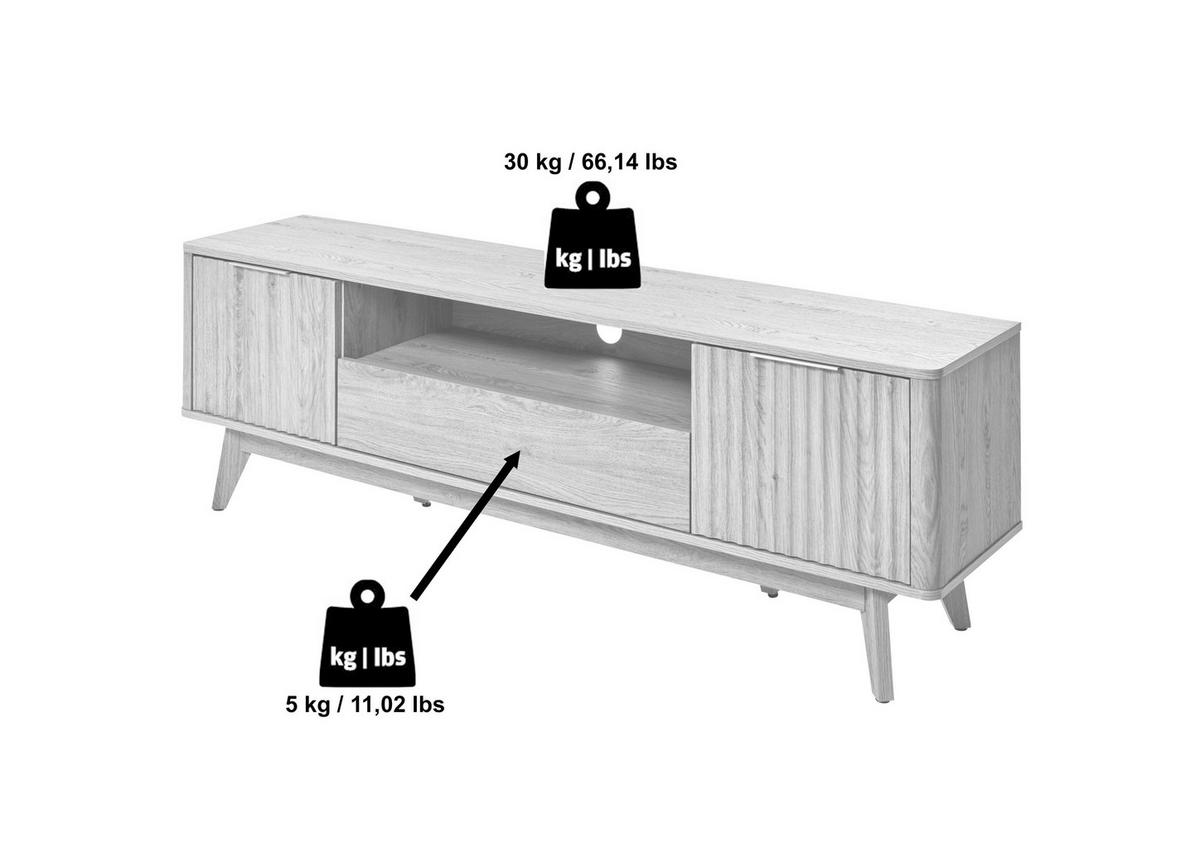 LOWBOARD  in 169,50/54,5/40 cm  - Eichefarben/Silberfarben, Modern, Holzwerkstoff/Metall (169,50/54,5/40cm) - Livetastic