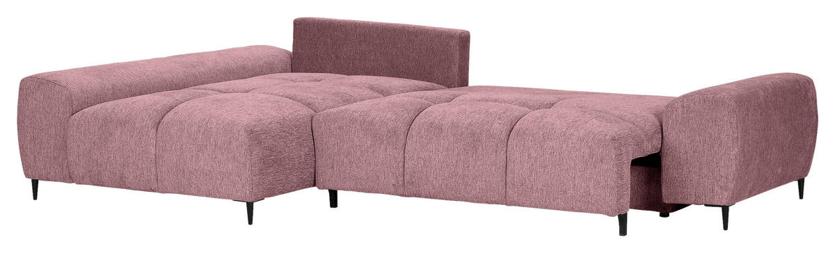 ECKSOFA Altrosa Flachgewebe  - Schwarz/Altrosa, KONVENTIONELL, Textil/Metall (180/295cm) - Carryhome