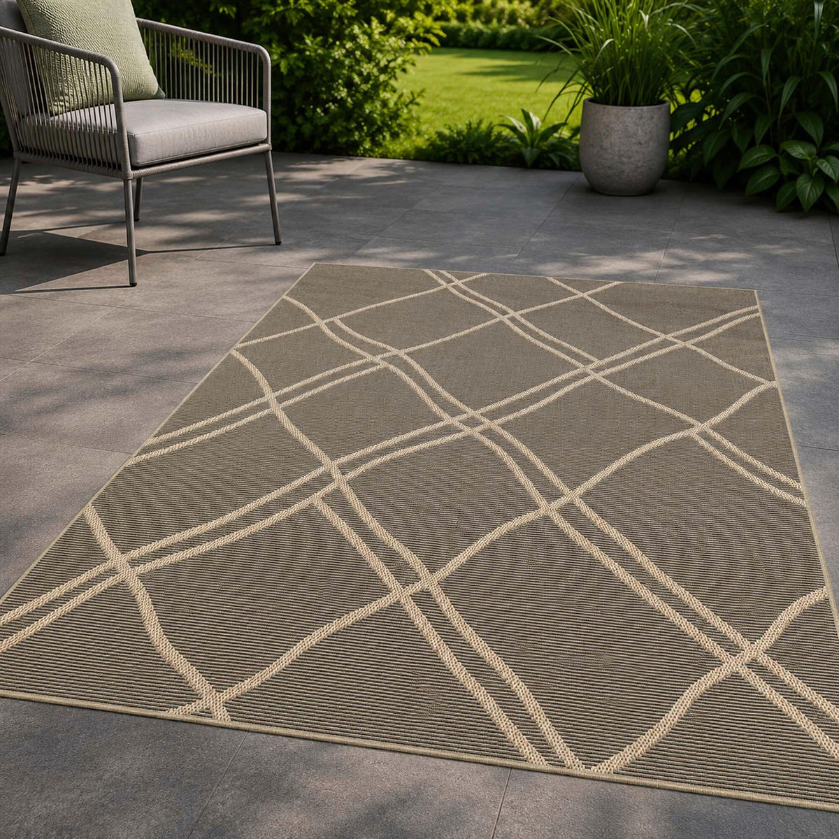 OUTDOORTEPPICH für Terrasse und Balkon 160/220 cm Regina Raute Naturfarben  - Naturfarben, Design, Textil (160/220cm) - Ambia Garden