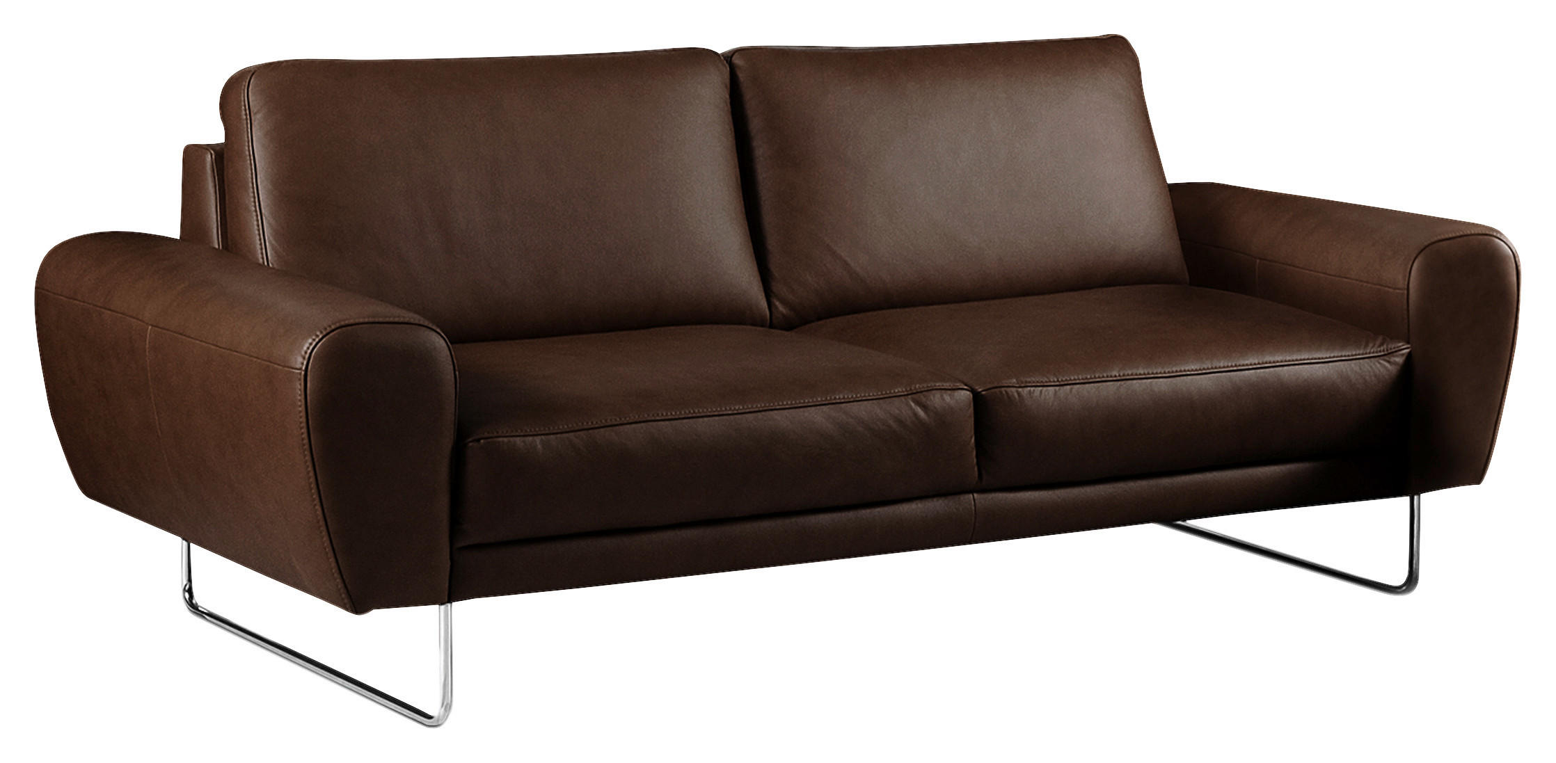 2-SITZER-SOFA in Leder Dunkelbraun  - Chromfarben/Dunkelbraun, Design, Leder/Metall (177/85/92cm) - Livetastic