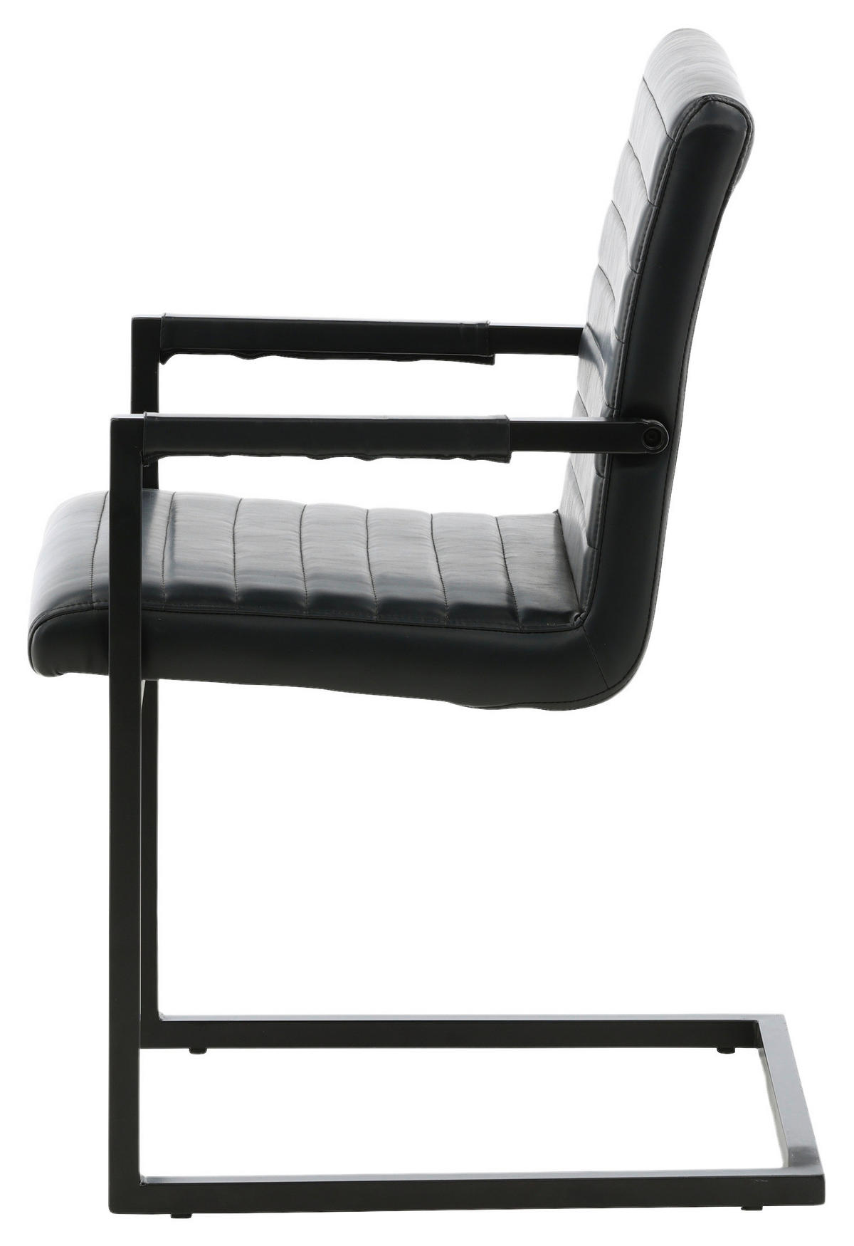 ARMLEHNSTUHL-SET 2 Stück  in Stahl Lederlook (vegan)  - Schwarz, Design, Textil/Metall (54/88/63cm) - Livetastic